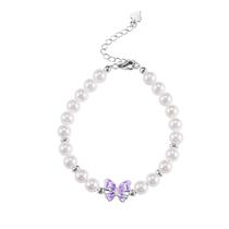 Pulseira Fashion Pearl para mulheres com borboleta de esmalte roxo Pulseira Fashion Pearl para mulheres com borboleta de esmalte roxo