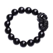 Pulseira Faux Obsidian Pixius de 10 mm com miçangas para homens e mulheres