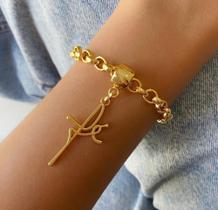 Pulseira Fé Corrente elo português Pulseira Fé Corrente elo português