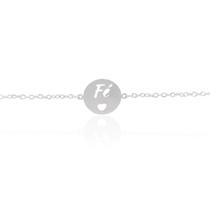 Pulseira Fé Feminina Prateada Aço Inoxidável Hipoalérgico