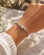 Pulseira Fecho Coração Cravejada Com Trava Banhado a Prata 925 PULSEIRA:17 cm (pulso 15cm)