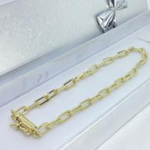 Pulseira Fecho Gaveta Cadeado Folheado A Ouro 18k 20cm Excelente Acabamento