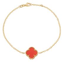 Pulseira Femenina Vintage Alhambra Trevo Ouro 18K (750) Cornalina