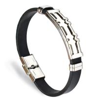 Pulseira Femin Masc Silicone E Aço Inox