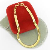 Pulseira Feminina 16/19cm 3mm Largura Folheada Ouro 18k Pl225 Pulseira Feminina 16/19cm 3mm Largura Folheada Ouro 18k Pl225