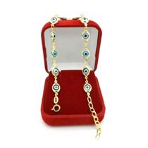 Pulseira Feminina 16/19cm Olho Grego Folheada Ouro 18k PL385 Pulseira Feminina 16/19cm Olho Grego Folheada Ouro 18k PL385