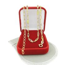 Pulseira Feminina 16/20cm 3mm Colorida Folheada Ouro 18k PL429