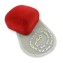 Pulseira Feminina 16/20cm Colorida 3mm Folheada Prata PL485