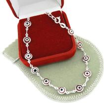 Pulseira Feminina 16/20Cm + Olho Grego Folheada Prata Pl499