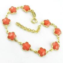 Pulseira Feminina 16 A 19Cm Salmao Folheada Ouro Pl425