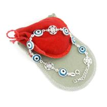 Pulseira Feminina 16A19cm Olho Grego Folheada Prata PL280 Pulseira Feminina 16A19cm Olho Grego Folheada Prata PL280