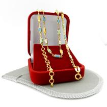 Pulseira Feminina 17/19cm 3mm Color Banhada Ouro 18K PL415