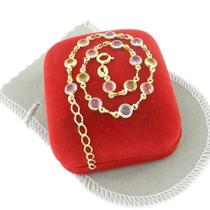 Pulseira Feminina 17/20cm 6mm Colorida Folheada Ouro PL347