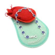 Pulseira Feminina 17/20cm Olho Grego Folheado Prata PL509