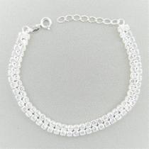 Pulseira Feminina 17/21cm Zirconia 6mm Folheada Prata PL095