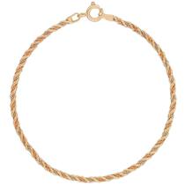 Pulseira Feminina 18cm Cordão Baiano Tricolor De Ouro 18k