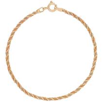 Pulseira Feminina 18cm Cordão Baiano Tricolor De Ouro 18k