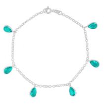 Pulseira Feminina 18cm Gota Com Pedra Zircônia De Prata 925