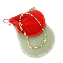Pulseira Feminina 18cm Perola 3mm Folheada Ouro 18k PL332