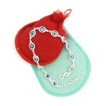 Pulseira Feminina 20/23cm Olho Grego Folheada Prata PL384