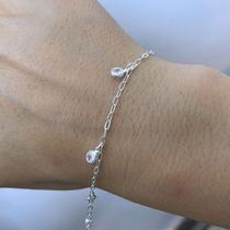 Pulseira Feminina 5 Zircônia de Prata 925 Legítima Original Pulseira Feminina 5 Zircônia de Prata 925 Legítima Original