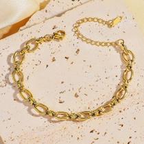 Pulseira Feminina À Prova d'Água Em Aço Inoxidável Banhada a Ouro 18K Com Zircônia Cúbica, Joia De Pulseira Feminina À Prova d'Água Em Aço Inoxidável Banhada a Ouro 18K Com Zircônia Cúbica, Joia De