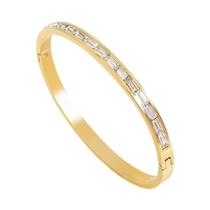 Pulseira Feminina À Prova d'Água Em Aço Inoxidável Banhada a Ouro 18K Com Zircônia Cúbica, Joia De