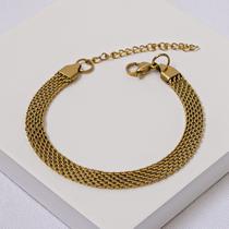 Pulseira Feminina Aço Inox Dourada Elo Oval Larga Pulseira Feminina Aço Inox Dourada Elo Oval Larga