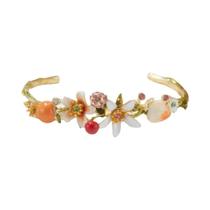 Pulseira Feminina Ajustável Artesanal De Esmalte Estilo Francês Com Flores E Frutas Joia De