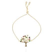 Pulseira feminina ajustável árvore da vida banhada ouro 18k Pulseira feminina ajustável árvore da vida banhada ouro 18k