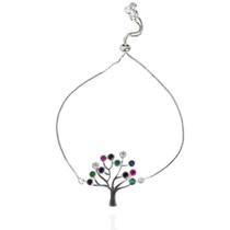 Pulseira feminina ajustável árvore da vida ródio branco