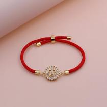 Pulseira Feminina Ajustável Com Letra Inicial De Coração Em Corda Vermelha Clássica A-Z Joia