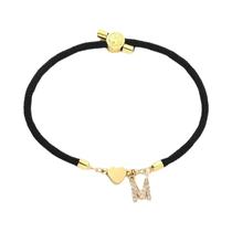 Pulseira Feminina Ajustável Com Pavê Cúbico A-Z Inicial Estrela Coração Flor Corda Joia Presente