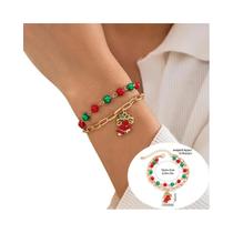 Pulseira Feminina Ajustável Com Pingente De Floco De Neve De Cristal E 5 Contas CCB Da Série