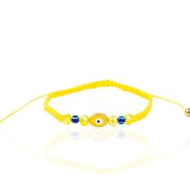 Pulseira feminina amarela pingente olho grego Pulseira feminina amarela pingente olho grego