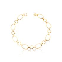 Pulseira Feminina Argolas Ouro 18K 18CM Fecho Bóia AD027