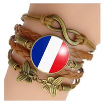 Pulseira Feminina Bandeira da França Ajustável
