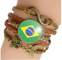 Pulseira Feminina Bandeira do Brasil Ajustável