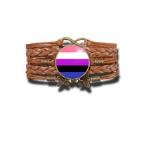 Pulseira Feminina Bandeira do Orgulho do Gênero Fluído Ajustável