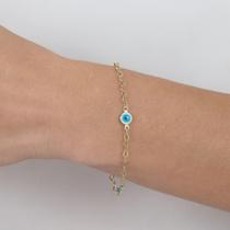Pulseira Feminina Banhada a Ouro 18K Olho Grego Proteção