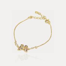 Pulseira Feminina Banhado 18k Borboleta Zircônia Semijoia Linha Gold