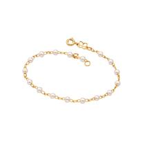 Pulseira Feminina Banhado a Ouro 18k Rommanel Joias Pérolas 19 Cm