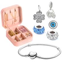 Pulseira Feminina Berloque Folheado a Prata Estilo Pandor