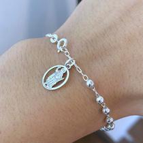 Pulseira Feminina Bolinha Santo Espedito Prata 925 Legítima Pulseira Feminina Bolinha Santo Espedito Prata 925 Legítima