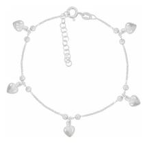 Pulseira Feminina Bolinhas Corações Em Prata 925