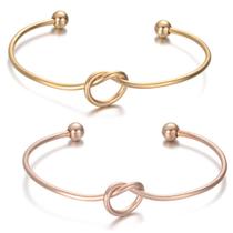 Pulseira Feminina Bracelete Coração Dourado Kit 2 Unidades