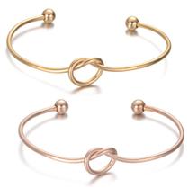 Pulseira Feminina Bracelete Coração Dourado Kit 2 Unidades
