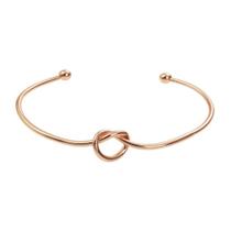 Pulseira Feminina Bracelete Dourada Rosé Nó Coração Jóia