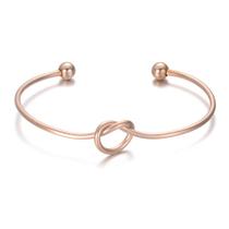 Pulseira Feminina Bracelete Dourada Rosé Nó Coração Jóia