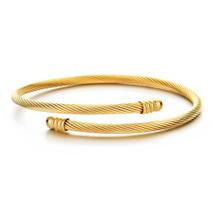 Pulseira feminina bracelete dourado aço inoxidável ajustável
